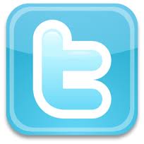Twitter logo, light blue lower case t in blue background.
