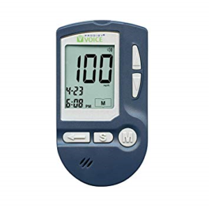 close up of Prodigy Talking glucometer