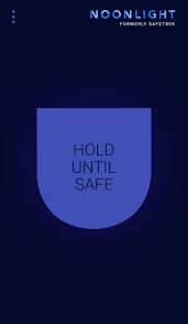 Black screen with purple button in center saying "Hold until safe"